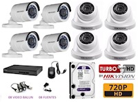 KIT DE 08 CÁMARAS DE SEGURIDAD EN HD HIKVISION